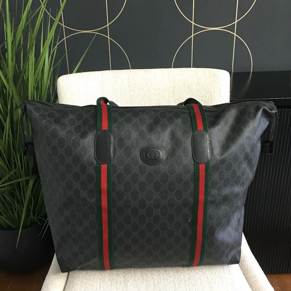 Authentic GUCCI unisex travel bag black monogram coated canvas - Picture 1 of 16